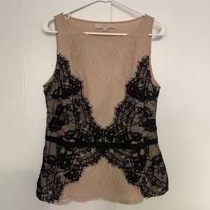 Lace blush peplum tank